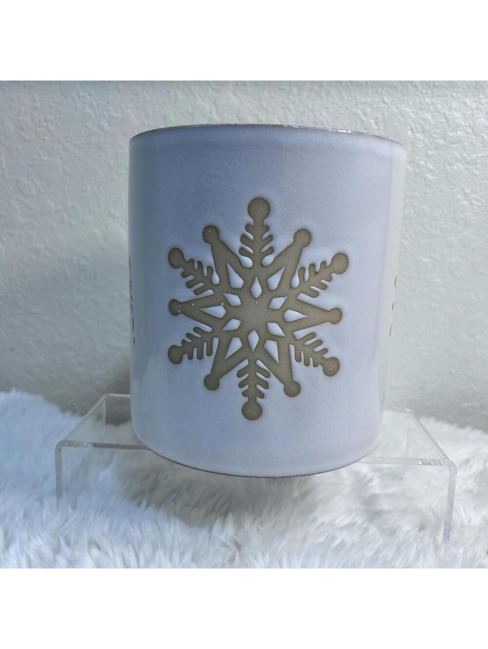 CHRISTMAS SNOWFLAKE CERAMIC FLOWER POT POTTED 6" WHITE/CREAM ASHLAND NWT